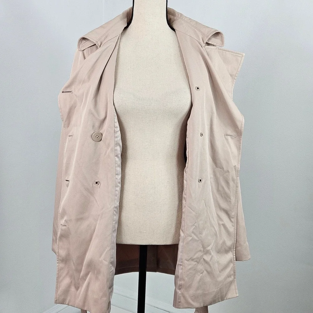 Lands' End Womens Tan Trench Coat NEW Size 4 Double Breasted Belted